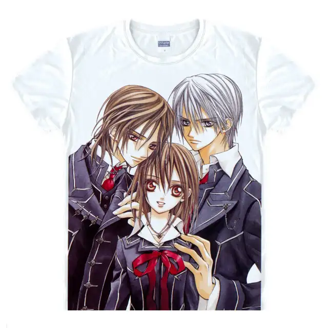 1274 26 De Réductioncoolprint Manga Japonais Vampire Chevalier T Shirts Anime Chemise De Kurosu Et Kuran Yuki Dessin Animé Impression Chemise