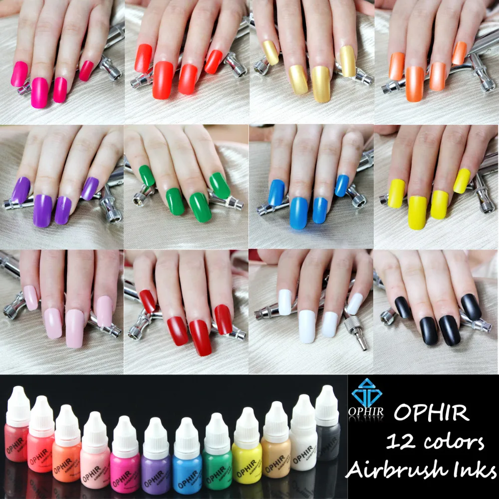 OPHIR 12 цветов акриловые водяные чернила/Аэрограф краски для ногтей для дизайна ногтей Краска аэрография лак для ногтей 30 мл/бутылка pigment_ ta100(1-12