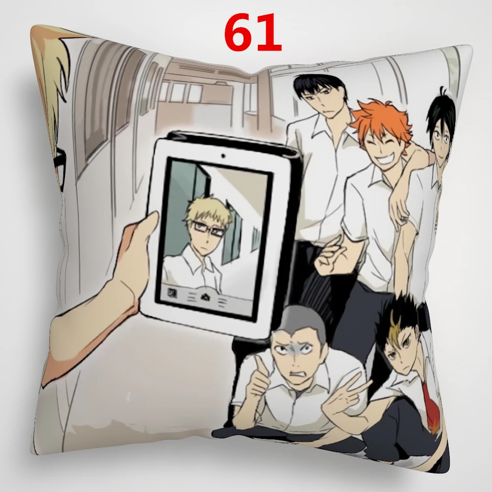 Suef Аниме Манга Haikyuu! Haikyuu аниме Двусторонняя диванная подушка крышка 16x16 дюймов 40x40 см - Цвет: 61