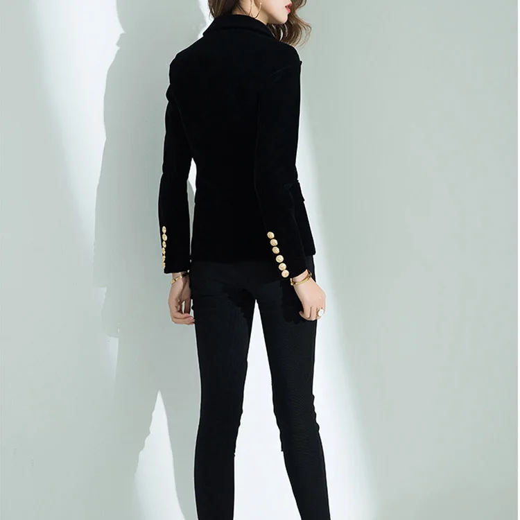 

Droppshiping Women Velvet Blazer Slim Long Sleeve OL Formal Work Suit Autumn Jacket BFJ55