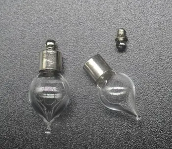 

50pcs/lot SCREW CAP drop water tear 30.6*12.2mm glass vial pendant tiny bottle pendants screw wish bottle necklace diy jewelry