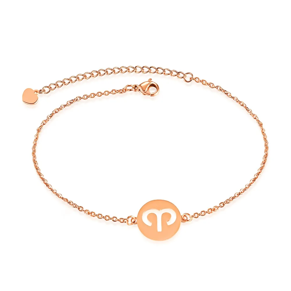 

Charm Sign of constellations Women's Bracelets Rose Gold Color Stainless Steel Chain Fashion simple Bangles Jewelry Gift