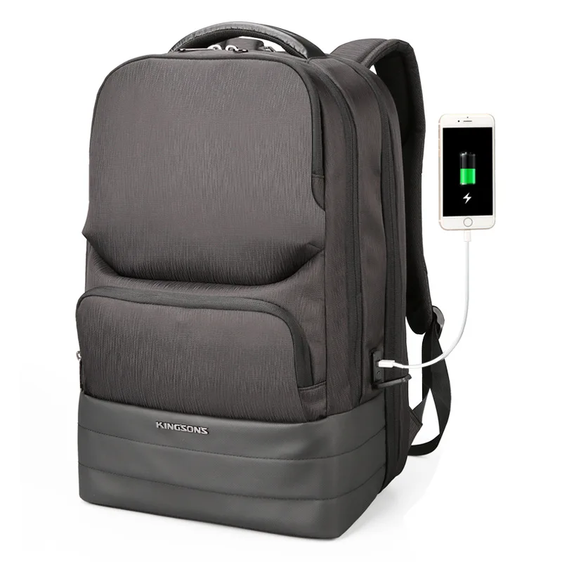 

Kingsons Men's New Second Generation Usb Shoulder Bag Anti-splash Water Large Capacity Laptop Backpack Travel Bag Purse Backpack