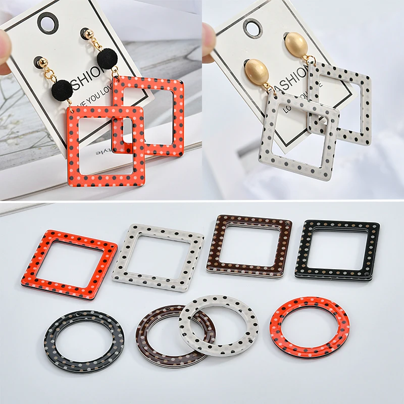 Акриловые серьги в горошек кулон DIY самодельные черно белые геометрические
