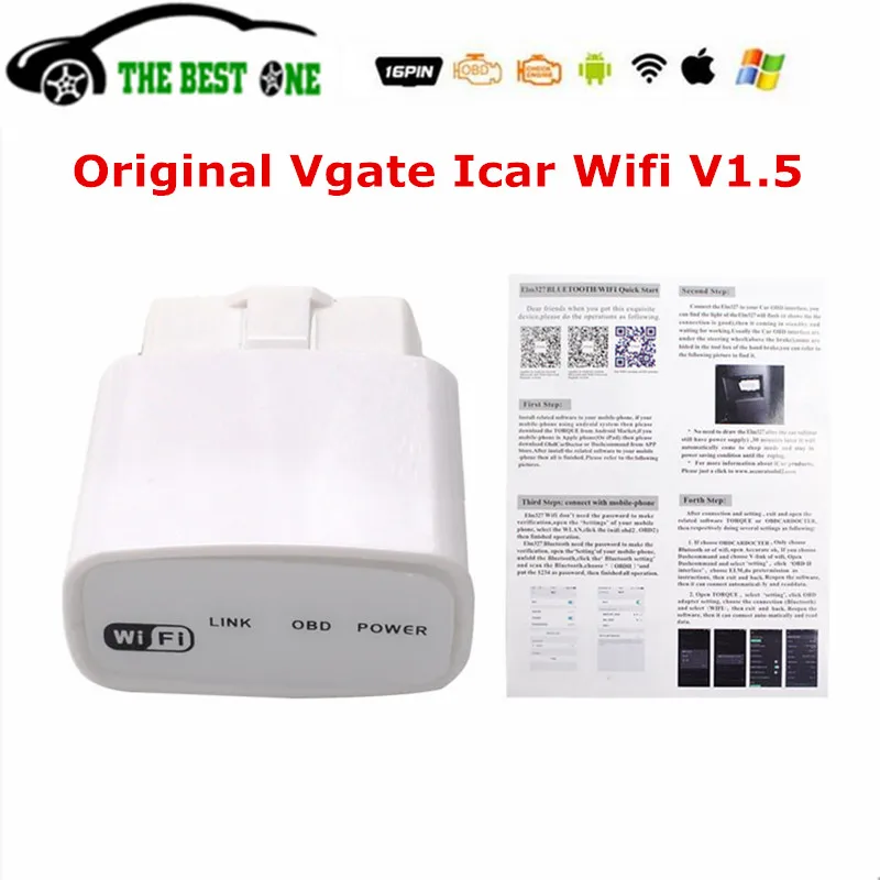 Диагностический сканер Vgate Icar 100% оригинал Wi Fi ELM327 V1.5 OBD2 считыватель ELM 327 интерфейс