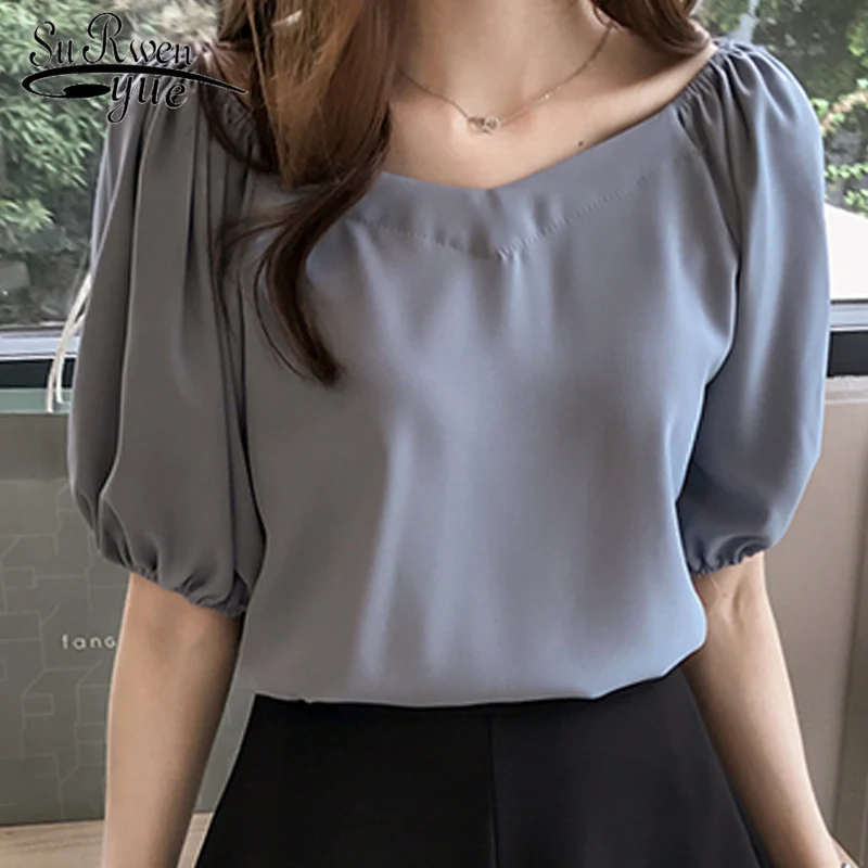 

Feminine blouses fashion women blouses 2019 summer plus size 4XL women tops chiffon women blouse shirt blusas feminians 0444 40