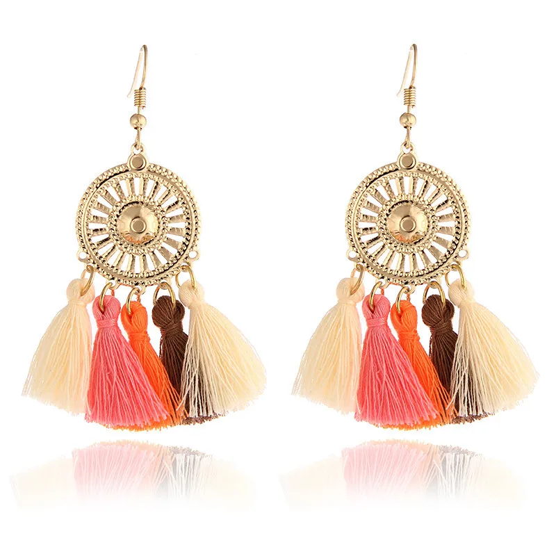 

Bohemian 3 Colors Long Colorful Tassel Earrings Ethnic Handmade Long Earrings Colorful Fringe Drop Earrings For Women Fashion