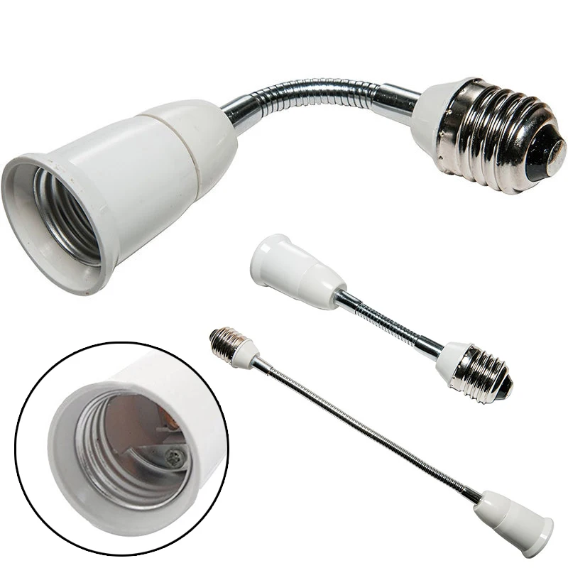 1pcs E27 to E27 LED Bulb Lamp Holders Flexible Extension Adapter Converter White