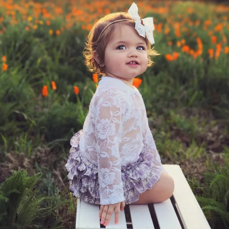 

Baby Girls Body Suits Spring Summer Baby Climbing Suit Baby Lace Embroidered Long Sleeves