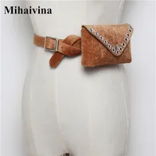 Mihaivina/Модная женская поясная сумка из конского волоса; поясная сумка с заклепками; Женская поясная сумка; зимняя сумочка на ремне; сумки для бума; подходит для iphone