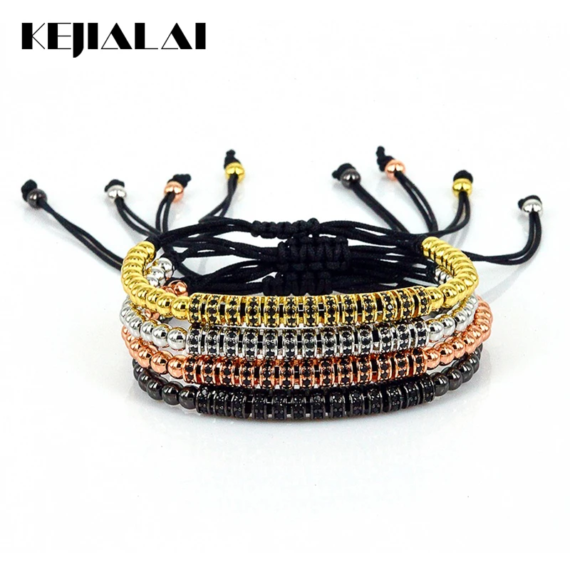 Handmade Fashion Bracelet Women 24k Beads Black Zircon Bar Charm Long