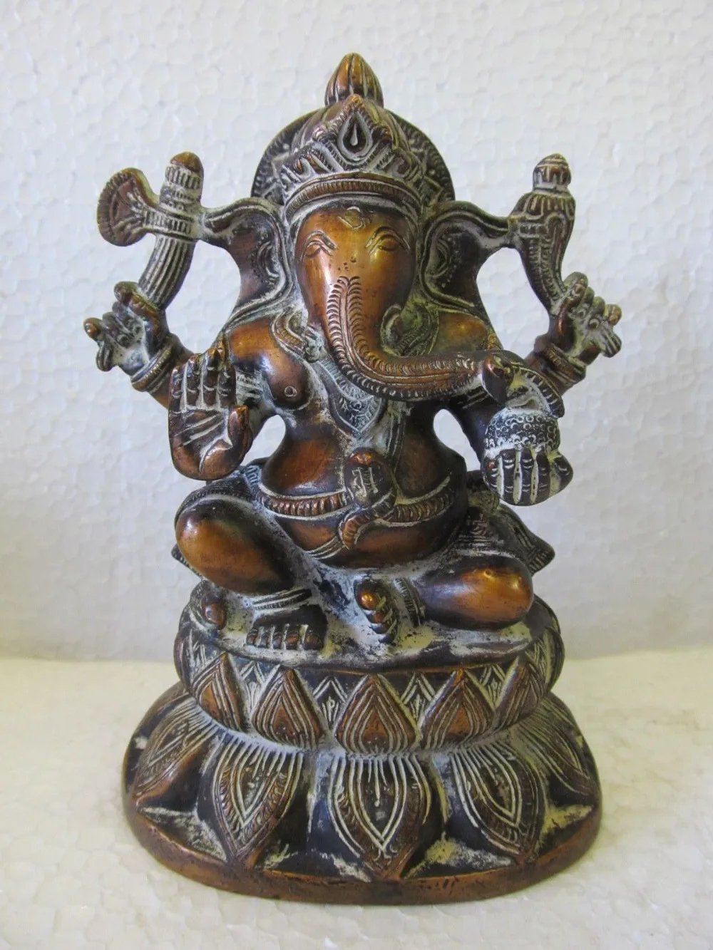

79@g++Vintage Look Solid Brass Bronze Hindu Tribal God Lord Ganesh Statue Figure C223