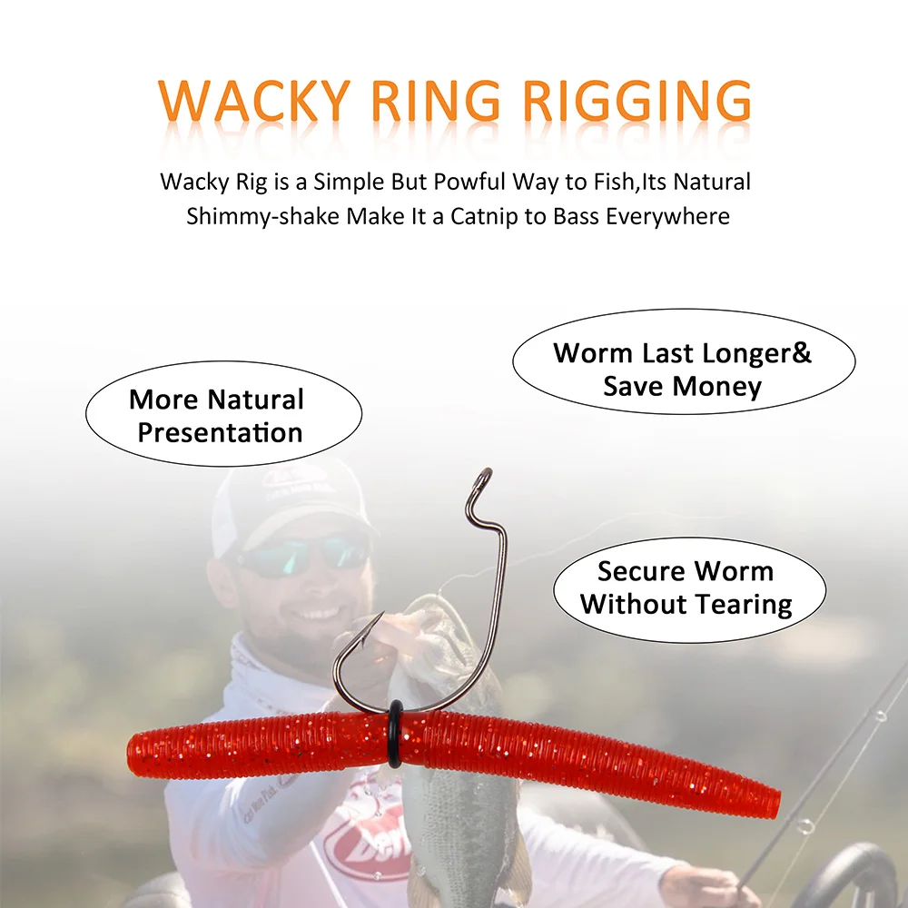 Hyaena 50 шт. черные рыболовные снасти Wacky мягкие приманки приспособление для червей Wacky уплотнительные кольца для Wacky такелаж пластиковые Senko черви