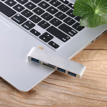 

Portable Metal Type-C Hub Adapter for MacBook 2015/2016/2017 5Gbps Secure Digital/TF Card Reader and 3 USB 3.0 Ports Dropshiping
