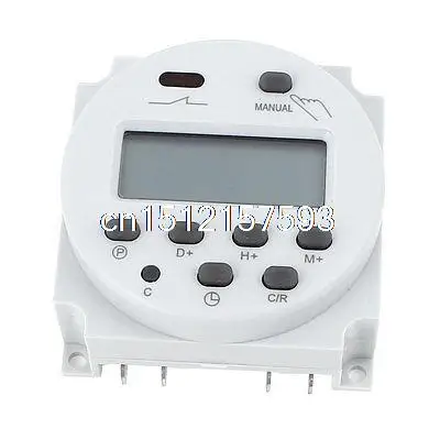 

AC 110V 16A Digital Electronic LCD Time Relay Switch Programmable Timer White