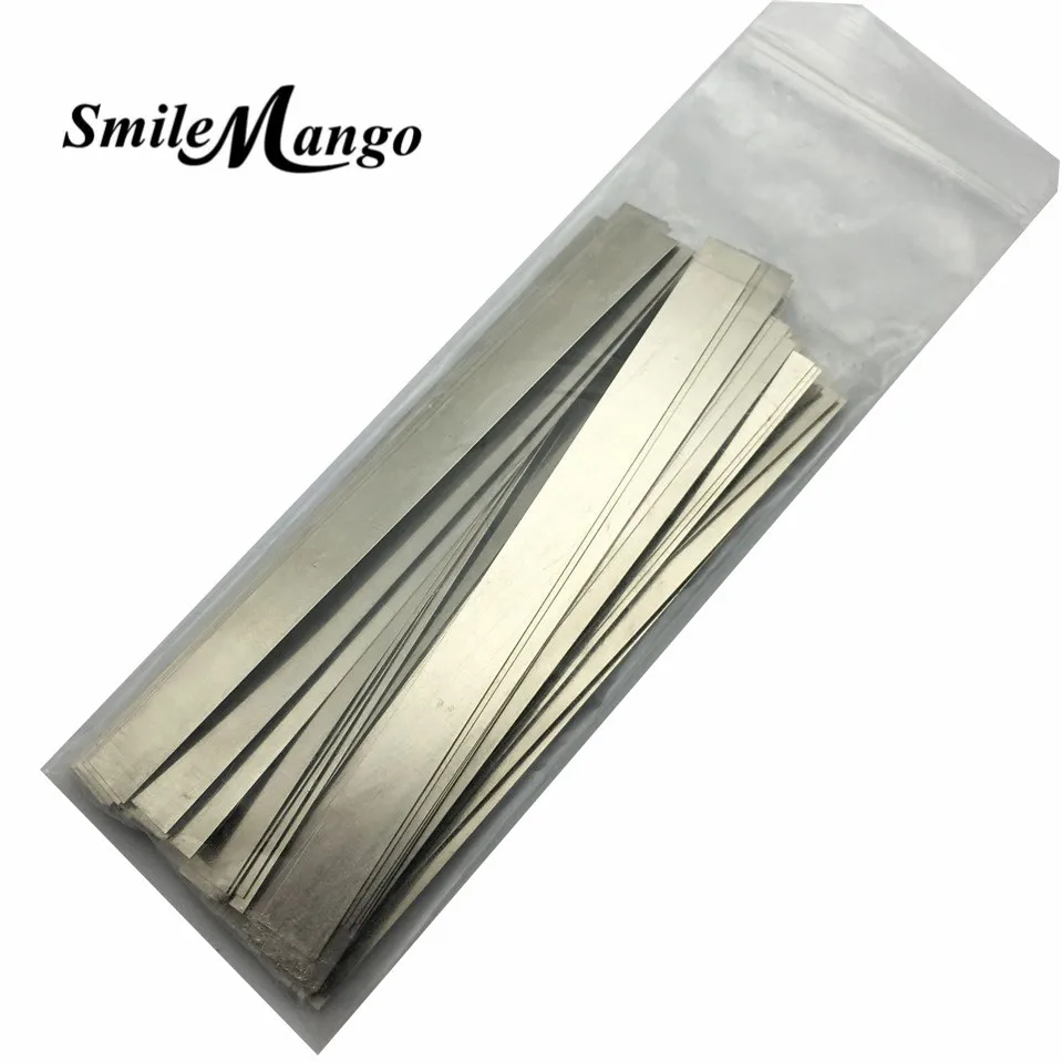 

100pcs/lot 0.15mm x 8mm x 65mm Quality low resistance 99.96% pure nickel Strip Sheets for battery spot welding machine
