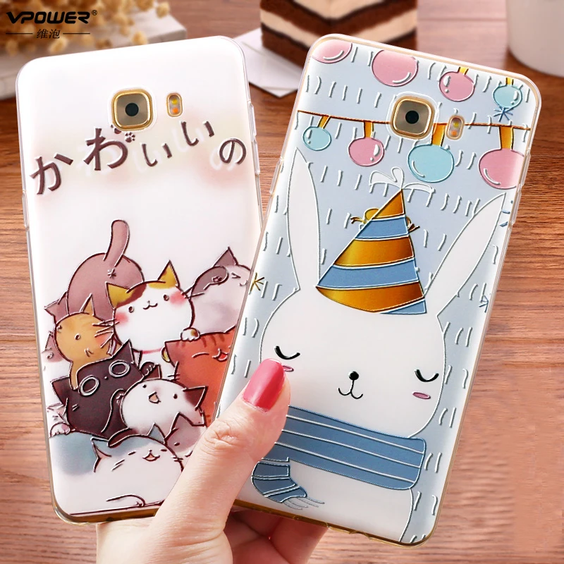Чехол Vpower для samsung galaxy c9 pro 3D стерео рельефный рисунок роскошные мягкие Мультяшные