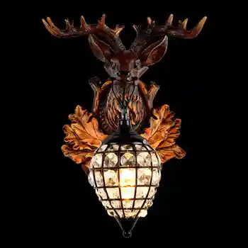 

American Village deer head lamp bar Cafe Restaurant wall staircase window creative personality living room lamp free shipping
