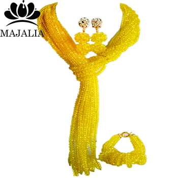 

Majalia Classic Nigerian Wedding African Jewelery Set Yellow Crystal Necklace Bride Jewelry Sets Free Shipping 8JU011