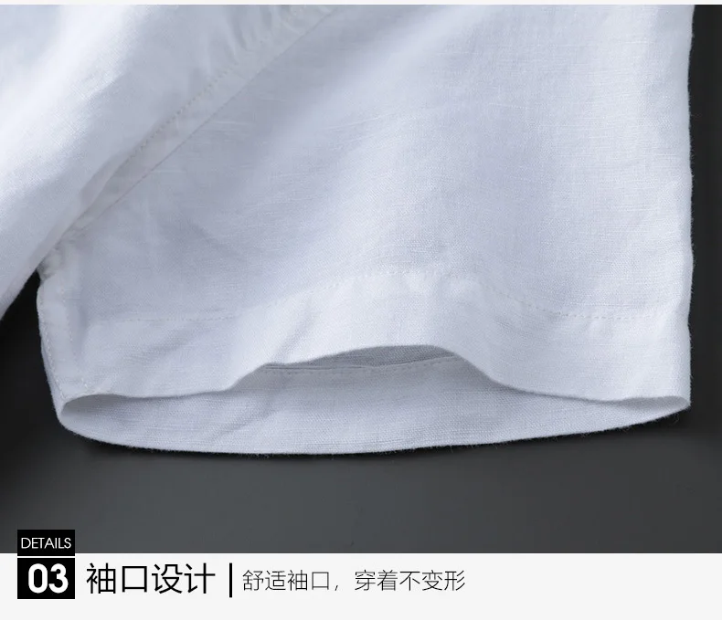 Летняя полотняная Мужская рубашка в китайском стиле с короткими рукавами, хлопковая одноцветная Мужская рубашка, свободная повседневная