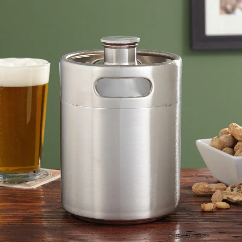 

2L Stainless Steel Brew Growler Mini Keg Beer Bottle Barrels Home Brew Beer Container Bar Tool