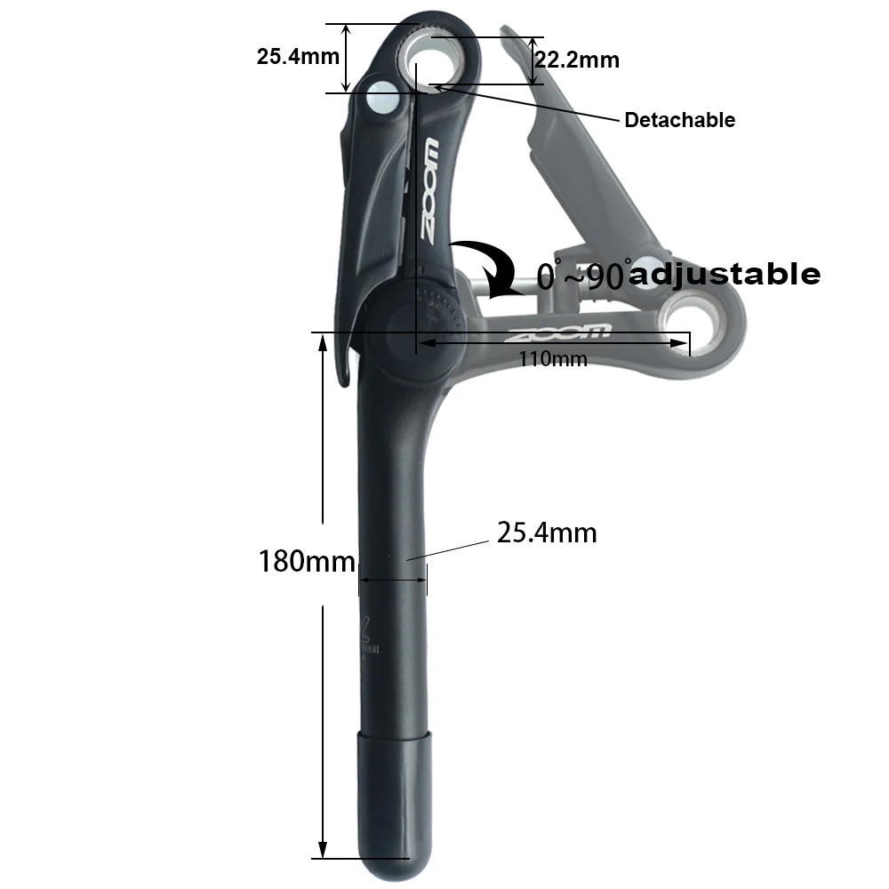 ZOOM MTB Горный шоссейный велосипед длинный стержень 25,4 мм вилка зажим диаметр быстросъемный QR Регулируемый Гибридный руль для велосипеда