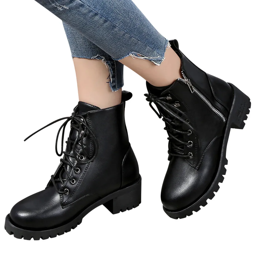 

2019 New Arrival Combat Military Boots Women's Motorcycle Gothic Punk Combat lovers Boots Female Shoes coturno feminino#3
