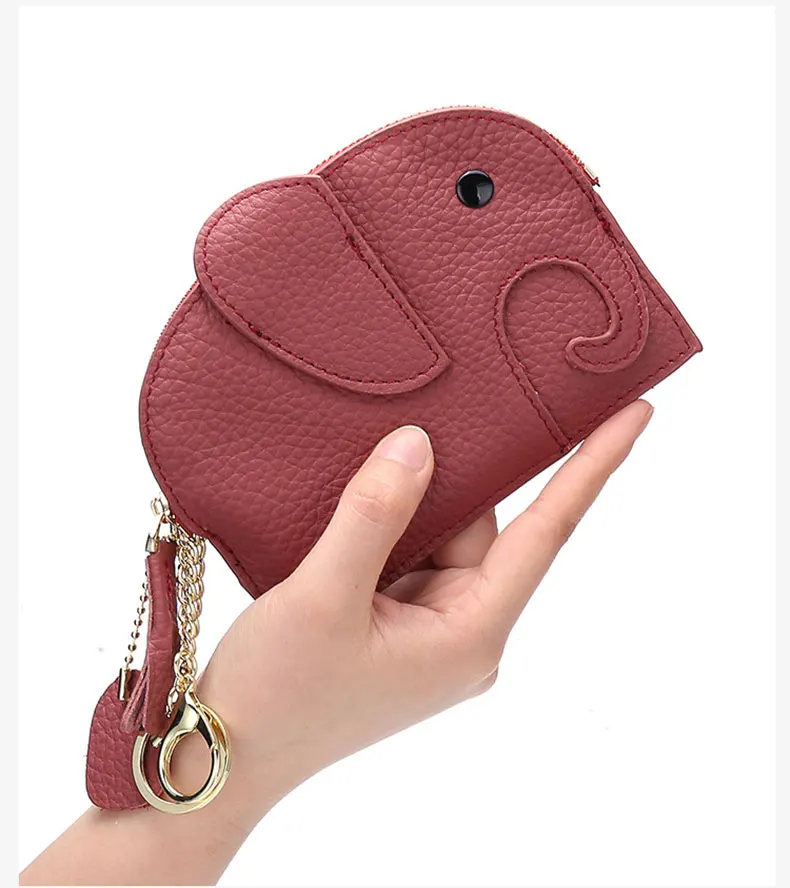 Genuine Leather Women Wallet Ins Creative Small Elephant Female Short Small Slim Wallets Cute Coin Purse Mini Zipper Pocket