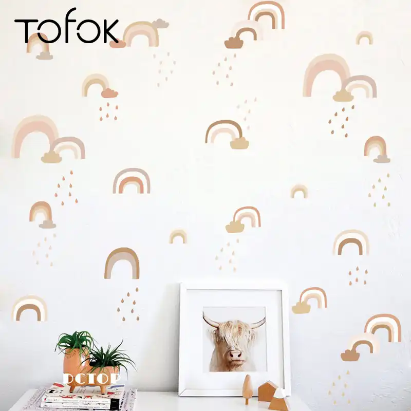 Tofok Autocollant Mural Goutte D Eau Arc En Ciel Dessin Anime Decoration De La Maison Belle Chambre De Bebe Adhesif Arriere Plan De Canape Tv Aliexpress