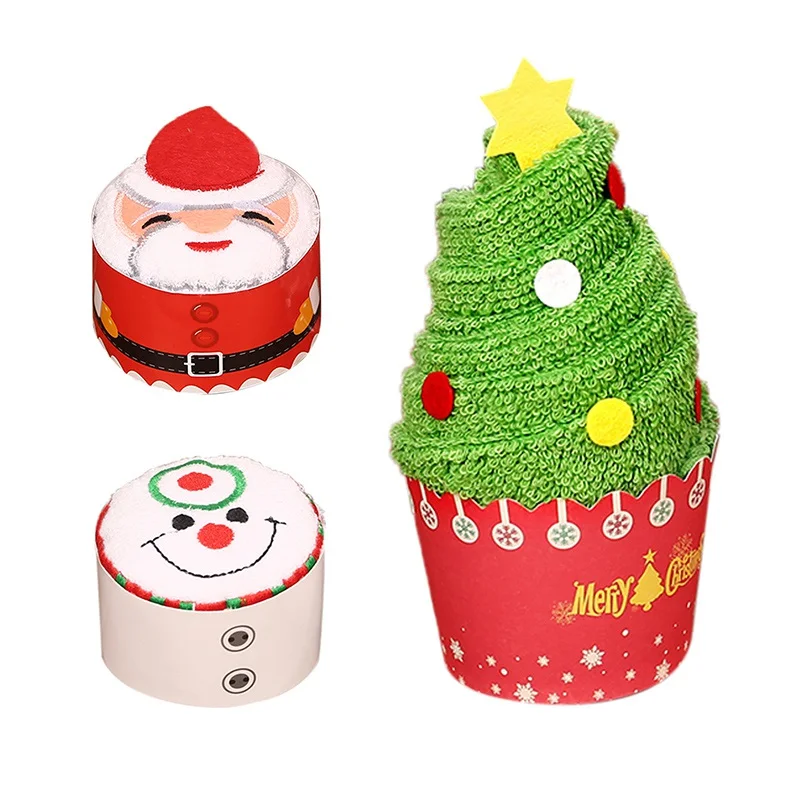 Рождественский подарок 30x30 см платок дерево Санта Клаус Рождество Снеговик белый зеленый красный Милая многослойная Форма чашки Полотенца