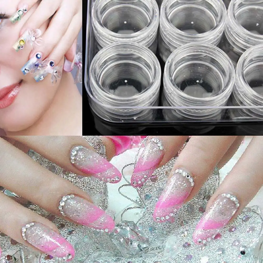 12Pcs Fashion Makeup Organizer Nail Polish Container Nail Glitter Art