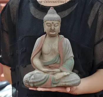 

Antiques Collect Tibet Tempel old wood carved Sakyamuni Amitabha buddha Statue