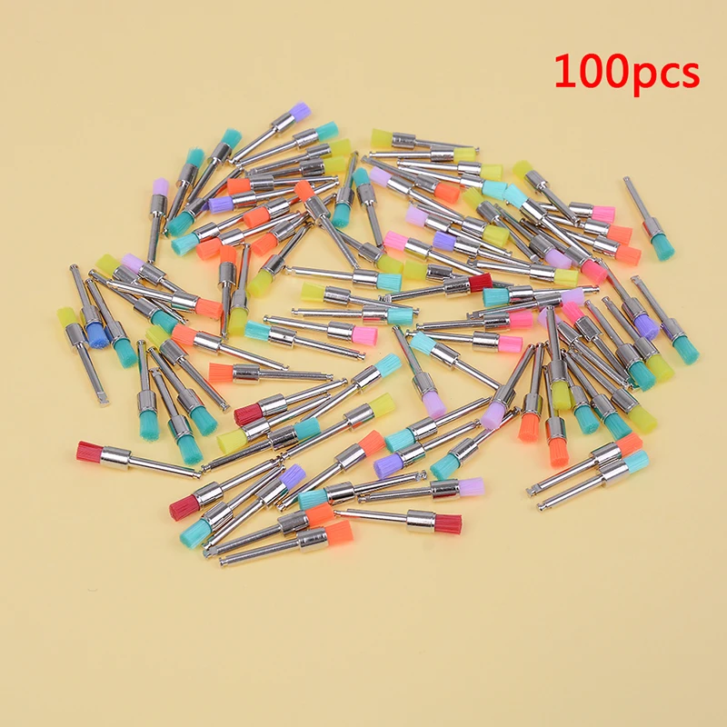 

100Pcs/lot Dental Lab Materials Colorful Nylon Latch Small Flat Polishing Polisher Prophy Brushes Dentist Product Wholesale Tool