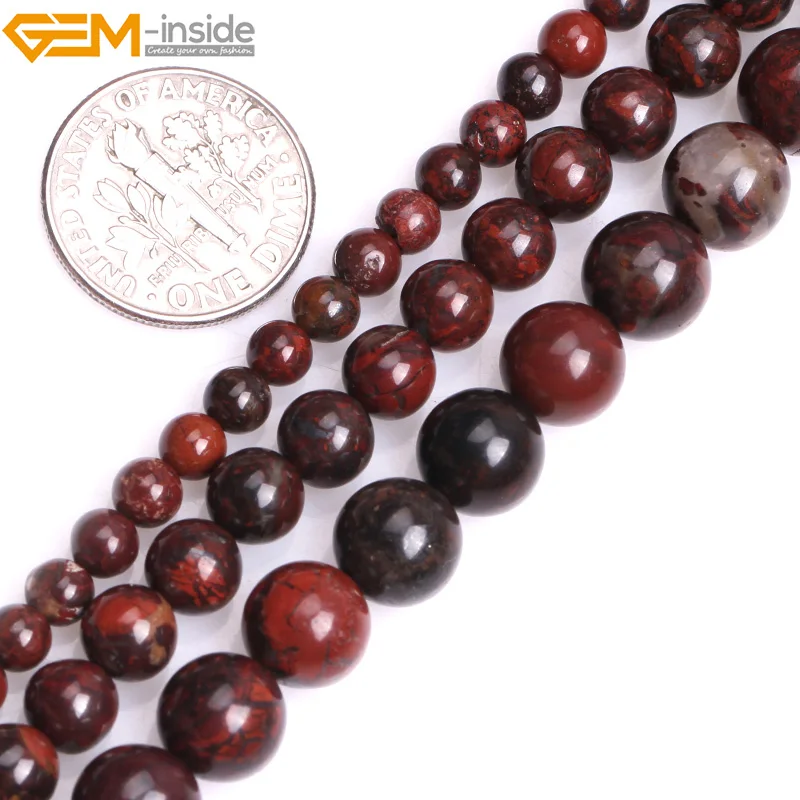 

Gem-inside 4-8mm 15'' Natural Round Dark Red Poppy Flower Jasper Beads For Jewelry Making Trinket Bracelets For Women DIY Beads