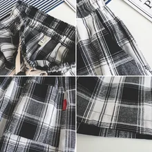 Хип-хоп японский стиль летние новые корейские клетчатые повседневные штаны Свободные Ретро пятиминутные брюки тренд