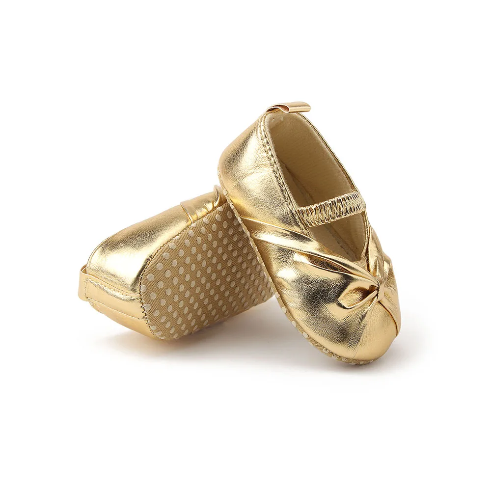 gold newborn shoes