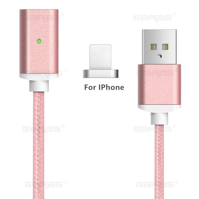 Магнитный кабель usb type C для iPhone samsung type C кабель быстрого зарядного устройства для мобильного телефона Магнитный кабель Micro USB зарядное устройство для передачи данных - Цвет: Rose gold-For IPhone