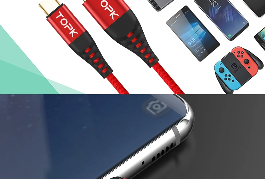 TOPK 3A Quick Charge Тип usb C кабель для Xiaom Redmi Note 7 быстрой зарядки Тип-C кабель для samsung S9 S10 плюс мобильный зарядки