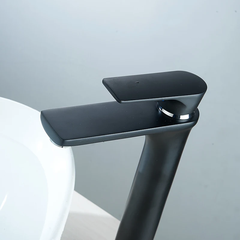 Modern Bathroom High Basin Faucet Black Oil Rubbed Single Handle Deck Mounted Faucet Hot And Cold Water Mixer Sink Tap 88311A