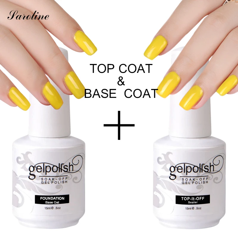 

Sarolinel 15ml Gel Polish Base and Top Coat Varnish Primer Nail Soak Off Shining Gel Lacquer Professional Art Uv Gel Nail Polish