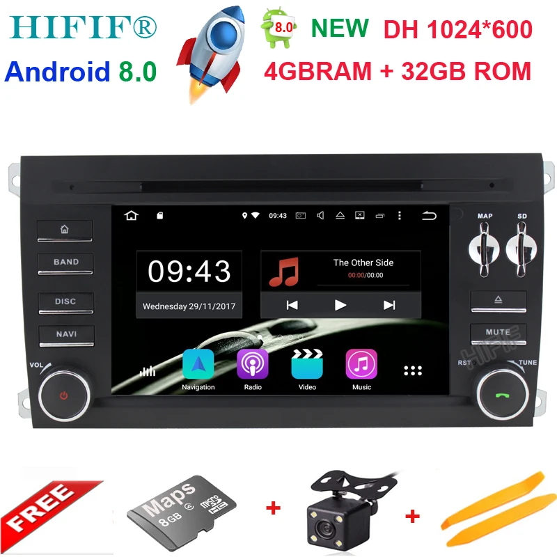 Clearance IPS Android 8.0 Two Din 7 Inch Car DVD Player Stereo System For Porsche/Cayenne With Octa Cores 4+32GB Wifi GPS Navigation Radio 0