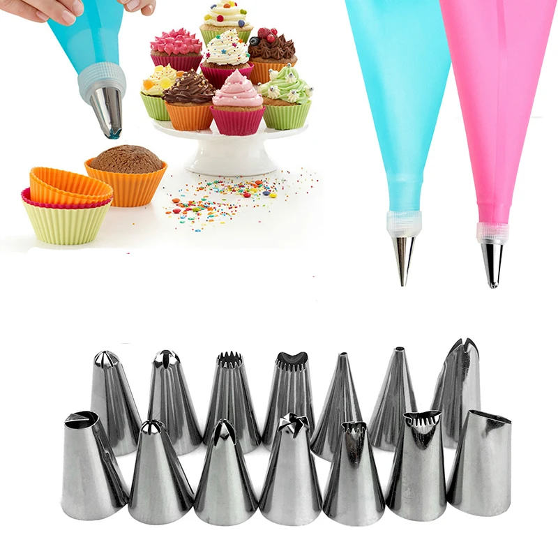 KHGDNOR 14 наборов украшения торта рот 16 наборов Кремовый Торт Инструменты для выпечки «сделай сам» простой в использовании выпечки горячий продукт