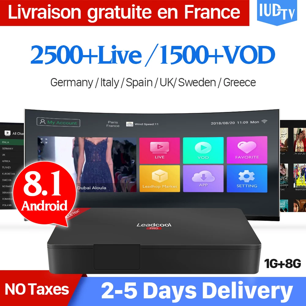 

Leadcool Pro IPTV Receivers RK3229 Android 8.1 with IUDTV IPTV subscription IPTV Italia Sweden Arabic Poland Spain Turkey IP TV
