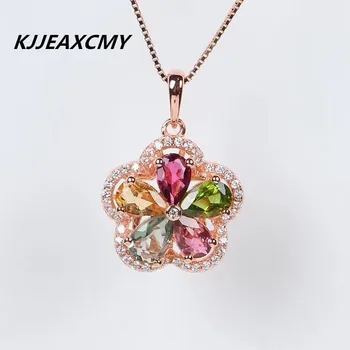 

KJJEAXCMY Boutique jewelry Natural tourmaline female pendants, inlaid jewelry wholesale, S925 silver, pure silver