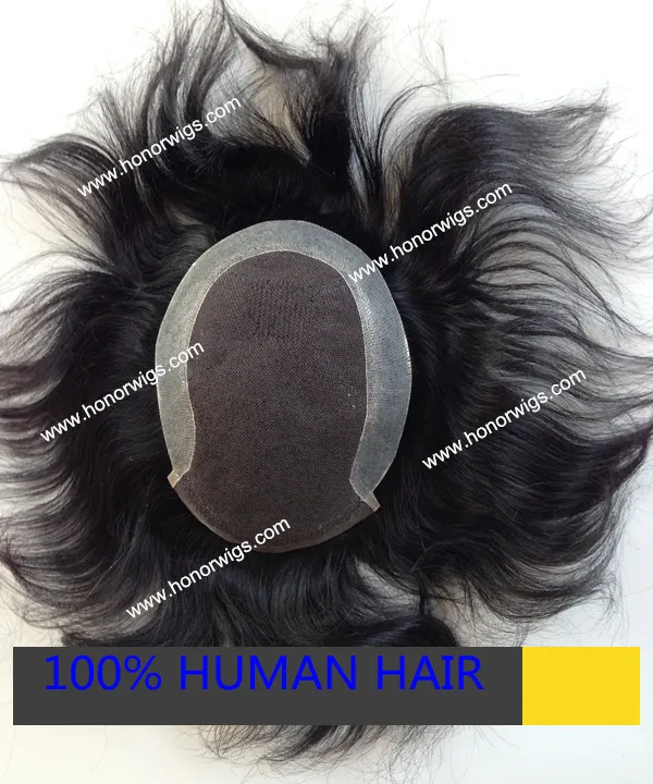 

new arrival customize 6 inches dark color natural wave poly pu base around perimeter men's toupee custom base personal size