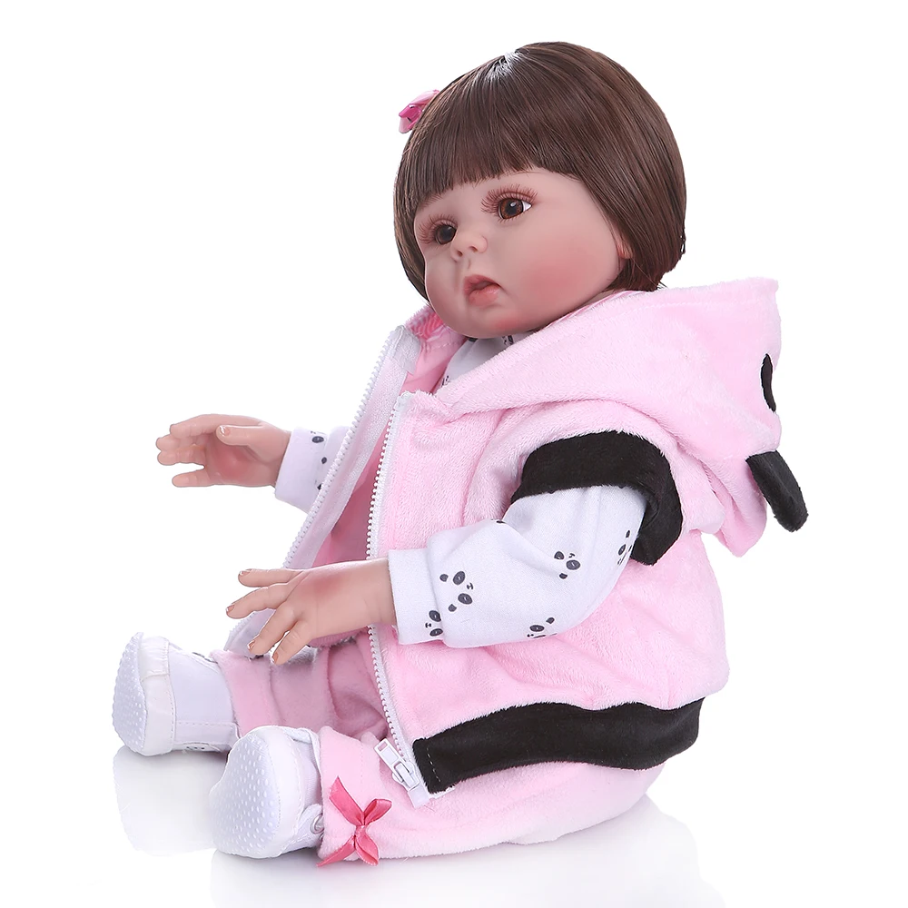 NPK 48 см кукла bebe младенец получивший новую жизнь девочка кукла в розовом платье полный тело мягкий силиконовый Реалистичная детская Ванна игрушка водонепроницаемый