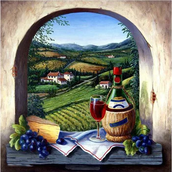 

diamond embroidery scenery cross stitch crystal mosaic full square diamond decorative diy diamond painting beautiful wine Y949