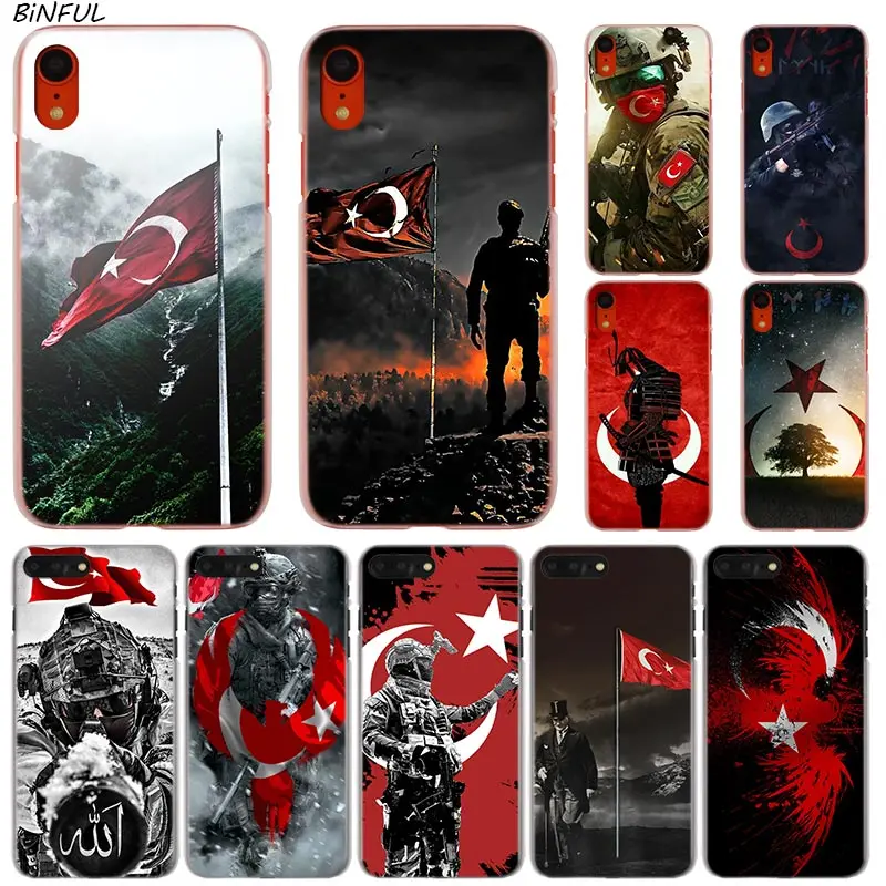 Жесткий прозрачный чехол для телефона с турецким флагом и солдатиком iPhone X XS Max XR 8