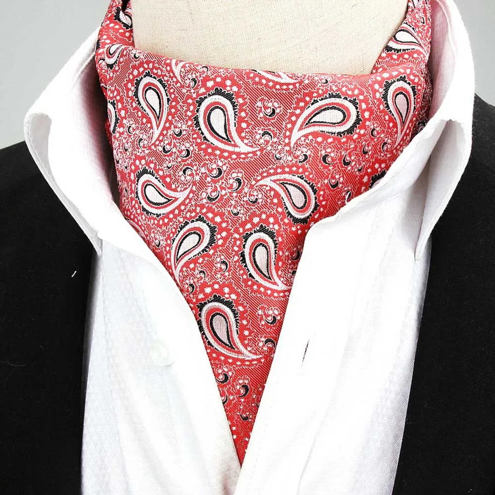Мужские высококачественные шарфы Ascot с узором пейсли, галстуки для мужчин YFTIE0376 - Цвет: Red