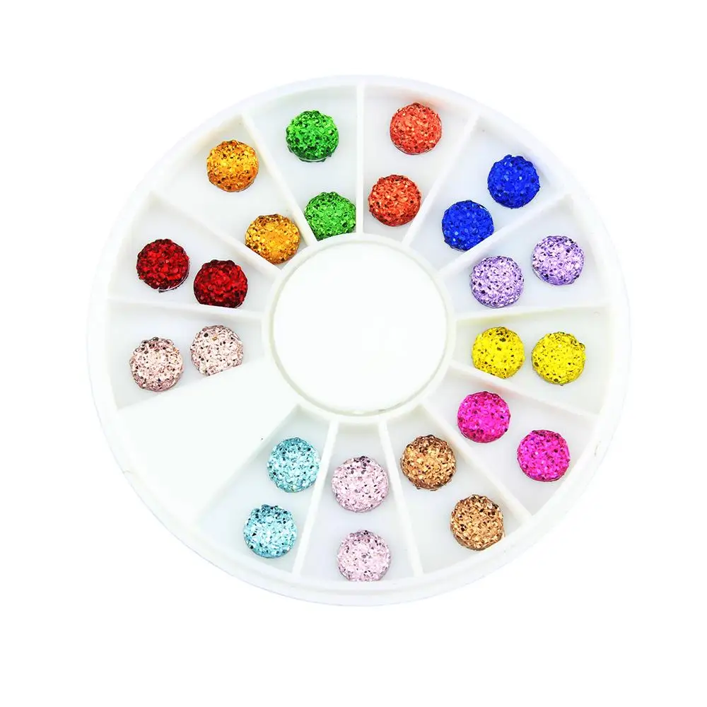 

24 Pcs/Wheel Starry 12 Color Resin 6mm Round DIY Manicure Tools Colorful Decorations For Nails Shiny Charms 3D Nail Art ZP185